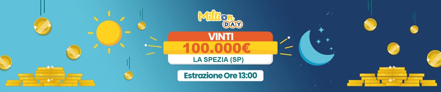 Vincita MillionDAY da 100.000€ il 23 aprile in Liguria.