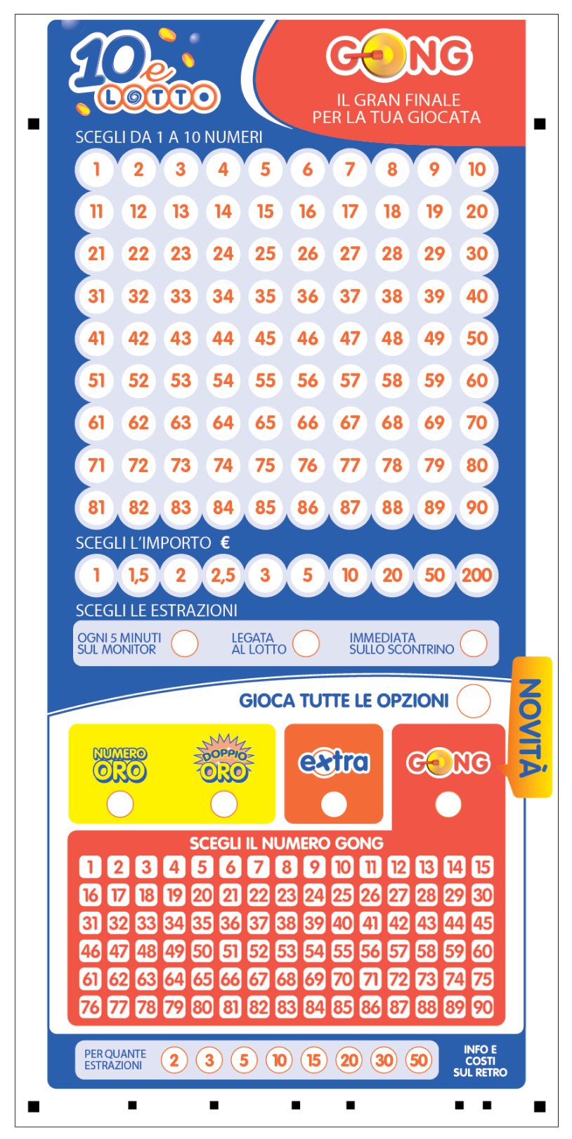 Schedina 10eLotto cartacea guida alla compilazione Giochi Lotto