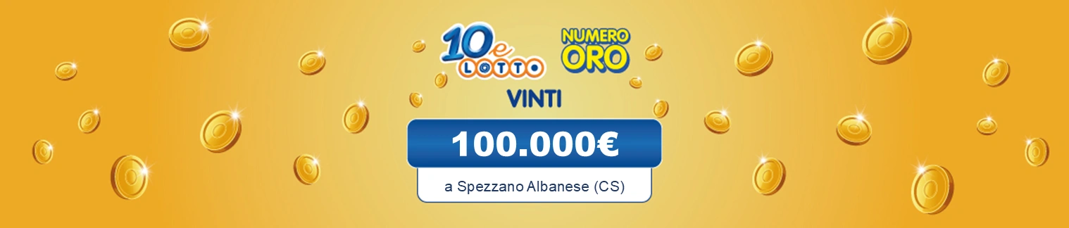 Lunedì 3 novembre. A Spezzano Albanese in Viale Partenope vincita di 100.000€. 