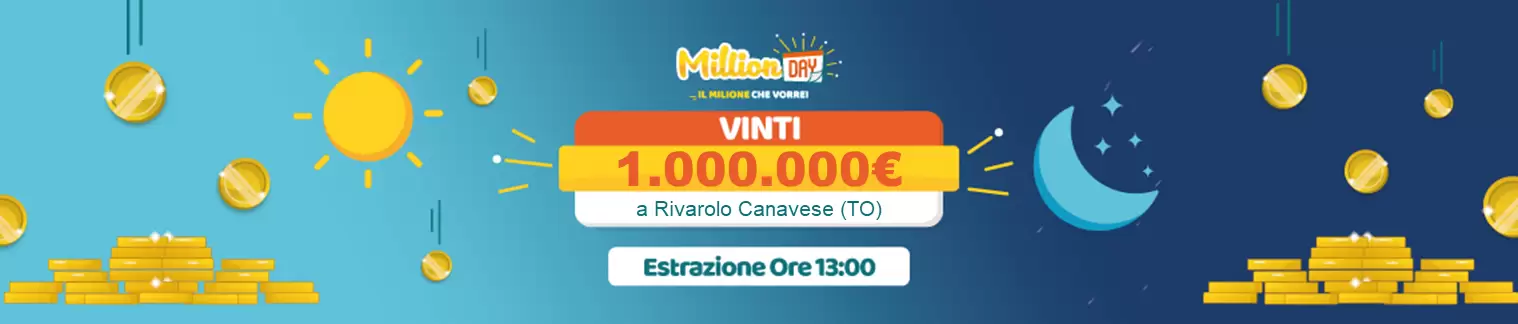 Vincita MillionDAY l’11 maggio2024 a Rivarolo Canavese